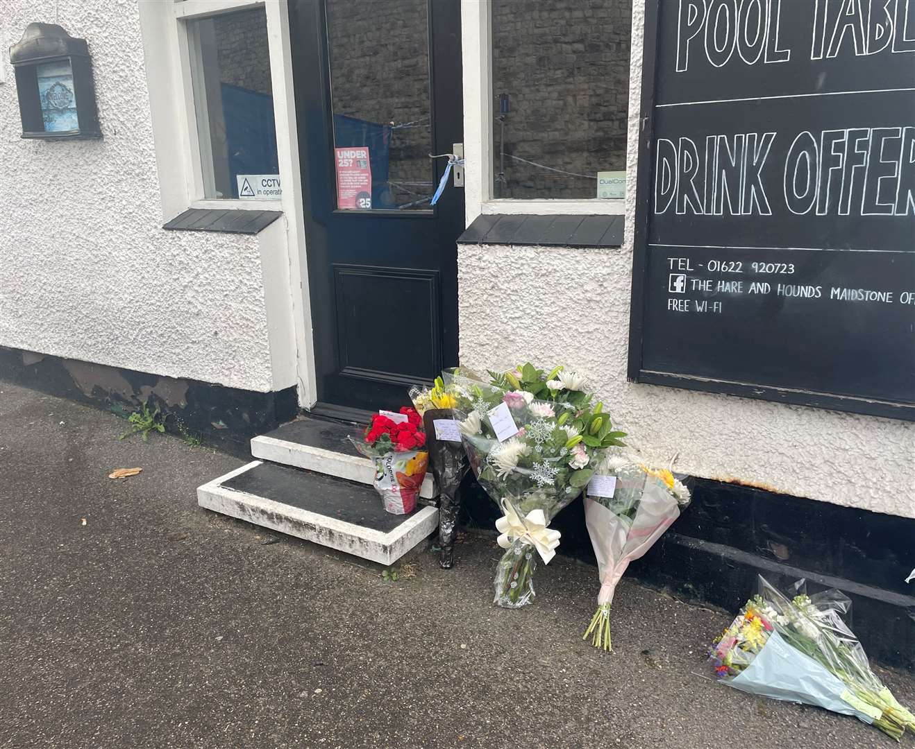 Floral tributes have been left at the pub after landlord Matthew Bryant died